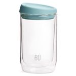 BU Products Reusable Double Walled Glass Coffee Cup | Travel Mug | Splash Proof Antibacterial Lid | BPA Free | Cappuccino Latte Flat White Glass Mugs | Vacuum Insulated | 12oz/340ml Mint Green