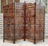 NEOCOLOURS 4 Penal 6 feet Wooden Room partition for Living Room & Office Furniture/Room dividers and partitions Antique Brown Polish