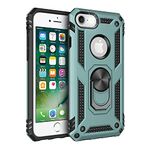 Korecase Compatible with iPhone 6 7 8 Case, Extreme Protection Military Armor Protective Cover Ring Kickstand Jadegreen