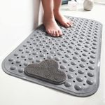 Moulaelos Non-Slip Shower Mat - Grey 80 x 50 cm - Enjoy a Relaxing Shower Experience with Comfort Massage and Non-Slip Suction Cups - Machine Washable and Durable