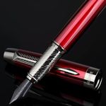 BOCIYER Fountain Pen with Fine Nib & Black Ink, Refillable & Elegant Bent Nib Design, Fountain Pens for Writing, Best Fountain Pen for Smooth & Fancy Writing (Red)