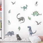 BLUE DOVE Dreaming Dinosaurs Wall Stickers Wall Decals Peel and Stick Removable Wall Stickers for Kids Nursery Bedroom 12 PCS (Medium)