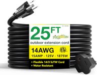 GoGreen Power GG-13825BK - 14/3 25' SJTW Outdoor Extension Cord - Black