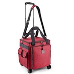 BatlFrist Rolling Sewing Machine Bag with Universal Wheels,Sewing Machine Carrying Case with YKK zipers, Compatible Most Standard Brother, Singer, Bernina, Sewing Machines (Big Red)