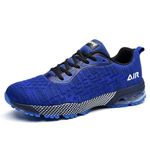 RomenSi Mens Air Running Trainers Walking Shoes Fashion Breathable Tennis Sports Trail Gym Athletic Casual Sneakers Blue Size 8 UK