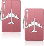 2 Pcs Luggage Tags, TravelSuitcase Tags, Baggage Tags, Luggage Labels Tags Aluminium Metal with Name ID Address Card for Luggage Baggage Suitcases Identity ID Labels Tags (Pink)