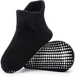 AHC cotton blend Anti Skid Socks For Kids 1-3 Years - Plain Color Ankle Length Grip Socks For Boys And Girls - Comfortable And Durable (Black, 1)