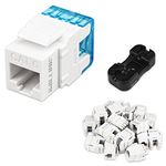 Iwillink Cat6 RJ45 Keystone Jacks 25-Pack and Keystone Punch-Down Stand, 180 Degree Ethernet Wall Jack Punch Down, Cat5e Cat5 Keystone Module Connector UTP, 110-Type for Wall Plate, Patch Panel, White