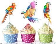 10 Pcs Ara Parrot Cupcake Toppers - Colorful Parrot Cake Decorations for Tropical Celebrations!