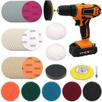 3 Inch Car Headlight Restoration Kit, Car Polishing Sanding Discs Assortment 2000 to 10000 Grit with 1/4 Inch Shank Backing Pad, Scouring Pads, Soft Interface Pad, Woolen Buffer Pads, 39PCS