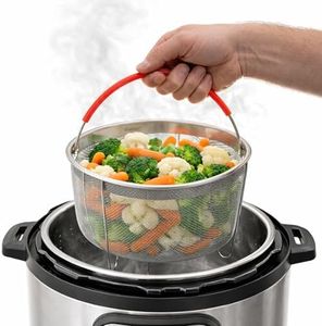 Original Salbree Steamer Basket for 8 quart Instant Pot Accessories, Stainless Steel Strainer and Insert fits IP Insta Pot, Instapot 8 qt, Other Pressure Cookers and Pots, Premium Silicone Handle