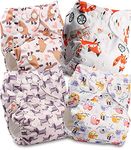 Littles and Bloomz Baby Reusable Pocket Nappy Cloth Diaper, Standard Popper, 4 Nappies, FLP2-0405