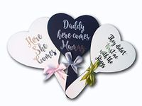 Wedding Hand held Heart Personalised Sign, Paddle, here Comes The Bride, Flower Girl, Bridemaid and Ring Bearer