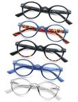 Round Reading Glasses Women +1.50 Lightweight Circular Readers Fashionable Stylish Cheaters Glasses 5 Pack Comfortable Spring Hinge