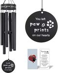 Pet Memorial Wind Chimes, 30 Inches Paw Print Pet Remembrance Gift to Honor and Remember a Dog, Cat, or Other Pet, Premium Metal Wind Chime, Black