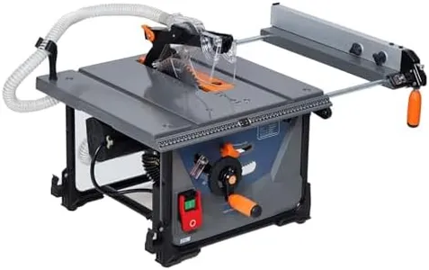 PioneerWorks Dust Free Table Saw 8-1/2 Inch with Dust Collection System, 15Amp 5000RPM Portable Benchtop Jobsite Table Saw, with Stand, Push Stick, Fench for Woodworking, 90°Cross Cut & 0-45°Bevel Cut