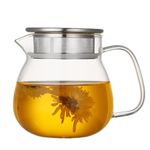 AddAcsaCi Premium Glass Tea Pot 500ml Round Shape, Stainless Steel (500ml Round)