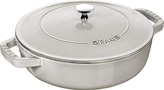 Staub 40501-479 Braiser Saute Pan, Campagne, 10.2 inches (26 cm), Large, Double-Handed, Cast Enamel, Pot, Shallow Type, Sukiyaki, Induction Compatible, Serial Number Included