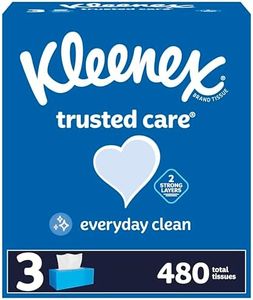 Kleenex Trusted Care Facial Tissues, 3 Flat Boxes, 160 Tissues per Box, 2-Ply (480 Total Tissues), Packaging May Vary