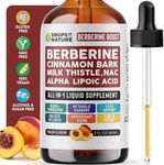 Berberine Supplement, Milk Thistle, Ceylon Cinnamon, Alpha Lipoic Acid, NAC Supplement Liquid Drops - Vegan, 4X Absorption than Capsules - Berberine for Liver Support & Holistic Wellness (Peach, 60mL)