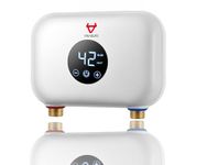 VINABUKS Electric Water Heater 5.5KW, 220V Undersink Counter Tankless Water Heater Point-of use, On Demand Hot Water Heater with Digital Display - 30A