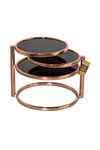 ASPECT Eterntity Glass Coffee Table in Cooper Frames with Swivel Motion, Tempered, Copper/Black, 58x50x43 cm