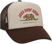 JOES SURF SHOP Foam Snapback Trucker Hat Collection, Brown/Surfing Bear, One Size