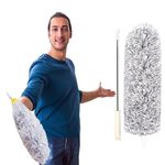 IDHAZH Microfiber Feather Duster Bendable & Extendable Fan Cleaning Duster with 112 inches Expandable Pole Handle Washable Duster for High Ceiling Fans, Window Blinds, Furniture, Lights, AC, Cars.