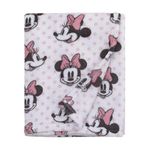 Disney Minnie Mouse, Pink, White And Black Super Soft Plush Baby Blanket, Pink, White, Black