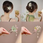 Metal Flower Hair Stick,2 PCS Floral Hairpin Hair Chopsticks Hair Clip Chignon Pin Hair Decor Hair Accessories for Women Girls 036#02