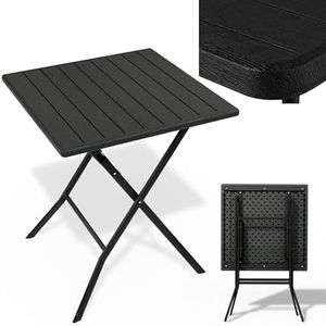 Onbest Balkontisch mit Holz Optik – klappbar – Campingtisch aus robustem Kunststoff – 80 kg Belastbarkeit – für Balkon, Garten & Terrasse – wetterfest – eckig – 60x60 cm