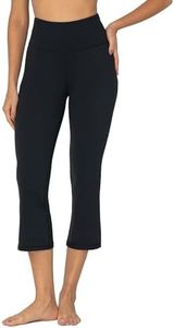Sunzel Mini Flare Capris Leggings for Women, High Waist Bootcut Yoga Pants, Tummy Control Cropped Flared Pant for Workout Gym Black X-Large 23" Inseam