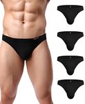 Avidlove Men's Mini Slip Underwear Pack of 4 Briefs Micro Modal Soft Underpants Black L