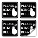 4 PCS Please Ring Doorbell Sign Stickers, Waterproof Self-Adhesive Vinyl Ring Sign Decals for Home Businesses Offices
