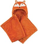 Hudson Baby Unisex Baby and Toddler Hooded Animal Face Plush Blanket, Orange Fox, One Size