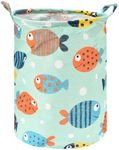 Light Autumn Baby Laundry Basket Collapsible - 11.8" x 15.7" - Lightweight, Portable, Stylish Storage Solution with Handles - Ideal for Laundry, Toys & Pet Products - Space-Saving - Fish Print