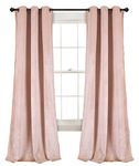 Lush Decor Prima Velvet Curtains Color Block Light Filtering Window Panel Set for Living, Dining, Bedroom (Pair), 38" W x 84" L, Blush