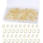 FEPITO 200 Pcs Christmas Ornament Hooks Gold Stainless Steel Christmas Ornament Hangers Perfect for Art Craft Christmas Tree Decorations