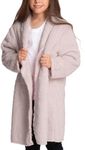 Mad Dog Sherpa Fleece Cardigans for Girls 5-12 Y, Cozy Kids Winter Fall Sweater Coats, Long Jacket for Home & Outdoor Wear, Lavender, 7-8 Y