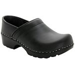 Bjork Women's Swedish Professional Leather Clogs, Black Oiled, 12