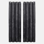 Hafaa Charcoal Blackout Curtains for Bedroom – 66” wide x 72” drop Crushed Velvet Thermal Insulated Curtains for Living Room – Eyelet Room Darkening Curtains with 2 Tie Backs (168cm x 183cm)