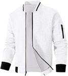 SAVKOOV Mens Lightweight Jacket Casual Bomber Jacket Varsity Coat, White, 5X-Large Big