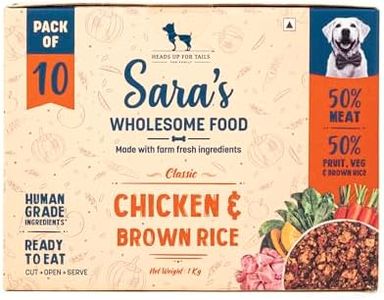 Heads Up For Tails Sara's Wholesome Food - Classic Chicken and Brown Rice Dog Food, No Added Colours, Preservatives Free |Suitable for All Breeds - 100Gm, Pack of 10 for All Life Stages