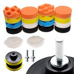 ROIIKETU Polishing Pads for Drill,Polishing Pads for Drill,22Pcs 8cm/3” Sponge Waxing Buffing Pad & Woolen Polishing Pad Set with M10 Drill Adapter for Auto Car Polisher (22)