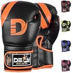 DEFY Marvelous Boxing Gloves for Men & Women Training Muay Thai Kick Boxing Leather Sparring Heavy Bag Workout MMA Gloves (Black/Orange, 14oz)