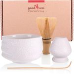 Goodwei Premium Matcha Tea Set - Ceremonial Bowl Chawan, Whisk and Holder + Gift Box (Miyuki, 80)