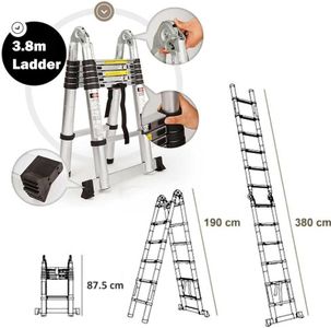 Telescopic Folding Ladder 3.8M – Stainless Steel, Portable