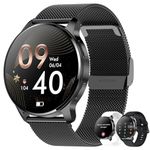 Smart Watch for Men Women, Bluetooth Call (Answer/Make), 1.32 DIY Dial Fitness Tracker with Heart Rate Sleep Monitor Pedometer Waterproof Digital Watch for Women Compatible for Android iPhone, Black