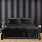 Sunshine Comforts Egyptian Cotton Flat Sheets Breathable, Anti Wrinkle, Shrink and Fade Resistant 200 Thread Count Single Bed Sheets Black Bedding & Linen- Single Bedding 180 x 254cm Single Flat Sheet