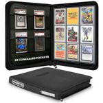 Toploader Binder - 35pt-55pt 3"x4" Black Portable Top Loader Card Storage, 9 Pocket Card Binder, 216 Slots Rigid Card Holder, 4 PSA Slab Pocket, Lorcana, Pokémon, MTG, Hockey Card Binder, EVORETRO